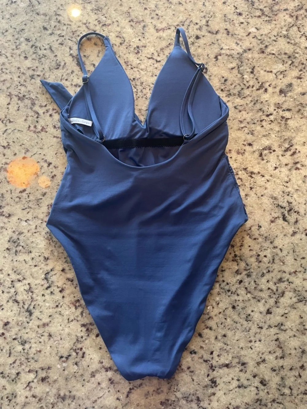 Isabella Rose Navy One-Piece high cut  Swimsuit with Waist Tie fit SZ 8